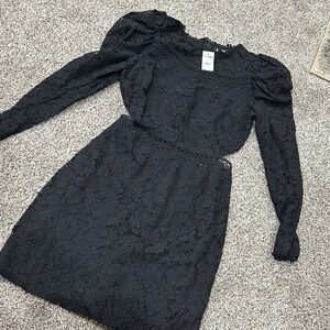Express Black Long Sleeve Lace Dress